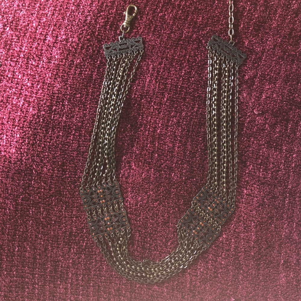 Chain Bronze Belt Featuring Orange Jewels - Picture 5 of 10